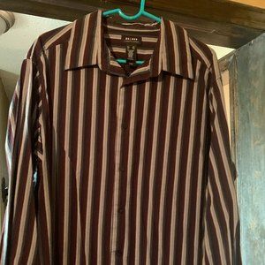 Axcess Men's XXL Long Sleeved Striped Shirt. Maroon, Black, and Gray.